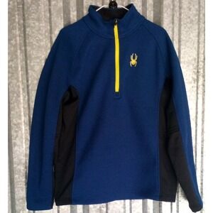Spyder 1/4 Zip Sweater Mens L Outbound Blue Jacket Waffle Knit Lined